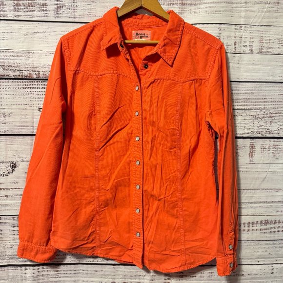 🎉😀CLEARANCE SALE!!😀🎉ANTHROPOLOGIE Holding Horses Orange Corduroy Shirt - Picture 2 of 8